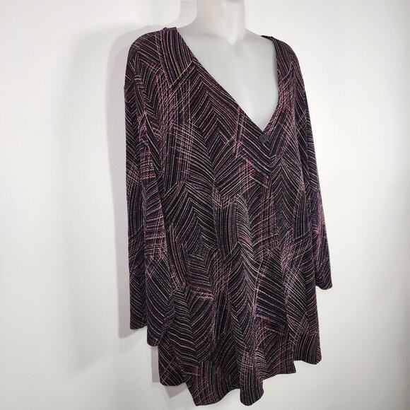 August Max Women Stretch Cardigan 3X Textured Metallic Blend Button Colorful Art - Picture 3 of 11